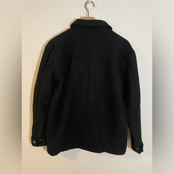 Perry Ellis Portfolio 100% Wool Mens Coat Jacket Size Med Black Quilted Lining - Picture 8 of 11